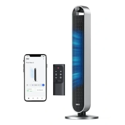 Immagine di Dreo 25dB ventilatore a Torre con Telecomando, 12 velocità 4 Modalità di Ventilazione Timer ore, oscillante 120, raffreddamento silenzioso 7,9 m/s, Potenza 36W