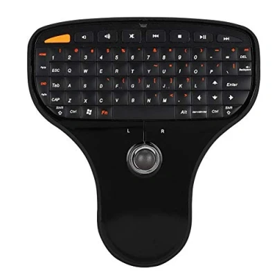 Immagine di tastiera con mouse trackball, QWERTY multimediale wireless, mini USB ricevitore integrato portata 10 m, per Smart TV, computer, Windows 2000/XP/Vista/7