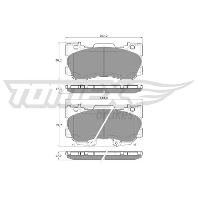 Immagine di TOMEX brakes TX 19 93 Kit pastiglie freno Assale anteriore con segnalatore acustico usura FORD USA: Mustang Mk6 Coupe
