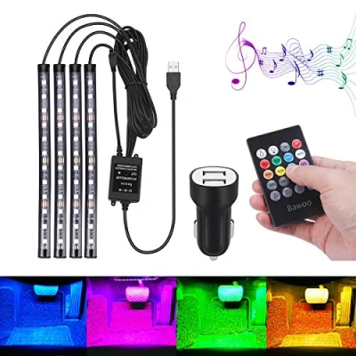 Immagine di Bawoo Striscia Luce Interni con 48 Led RGB per Auto, Illuminazione Auto Strisce 8 Colori, 4 Modalità Musica, Telecomando, USB HUB