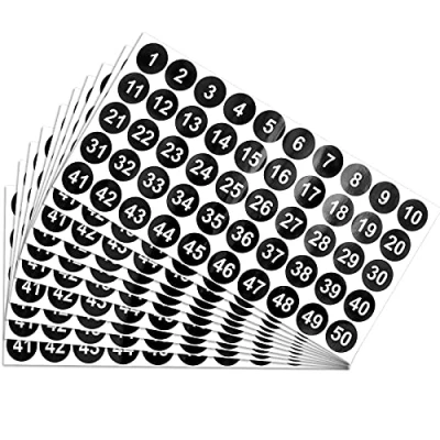 Immagine di milaosk 10 Fogli Nero Adesivi Numeri in Vinile 1 a 50 Numerici Consecutivi Per Scatole Di Immagazzinaggio, Armadietti, Interni Ed Esterni 2.5cm Etichette Autoadesive