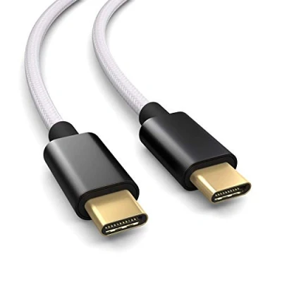 Immagine di cavo di ricarica PS5 in nylon 3m per controller Playstation 5, da USB C a C, 3.1 (USB 3.0), ricarica, rivestimento tessuto, spina alluminio, bianco