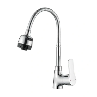 Immagine di Ibergrif M14357 Star, Rubinetto da Cucina Bocca Flessibile, Miscelatore Lavello con Doccetta, Cromo, Argento, L