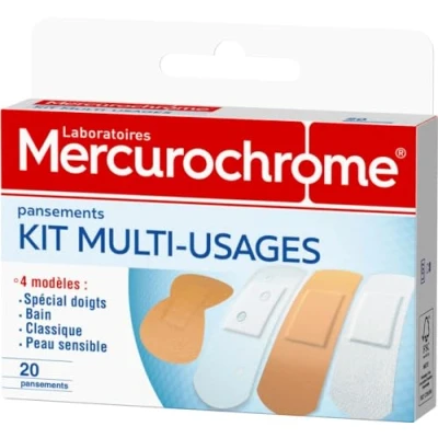 Immagine di MERCUROCHROME Medicazioni kit multiuso 20 unità 4 diversi modelli Classico Bagno Pelle sensibile Speciale Dita Protegge le ferite di tutta la famiglia