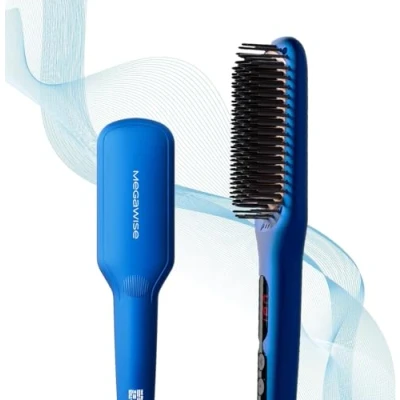 Immagine di Spazzola Lisciante per Capelli, Pettine Tutti i Tipi di Capelli con Denti Riscaldanti Nano, Tecnologia Doppio Anione, MCH 20s Riscaldamento Rapido e Spegnimento Automatico 60 Minuti