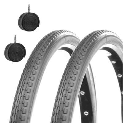 Immagine di Deestone EBA24GXD 2 CAMERE d&#039;Aria + COPERTONI Grigio per Sedia A ROTELLE 24 X 1 3/8 (37 540)