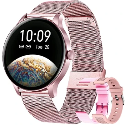 Immagine di Smartwatch Donna, Orologio Fitness 1,3&#039;&#039; Touch Schermo Smart Watch con Contapassi/Cardiofrequenzimetro/Cronometro, Sportivo Tracker Impermeabil IP68, per Android iOS