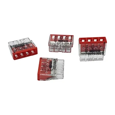 Immagine di 10 pezzi Wago 2273 204 Scatola di giunzione COMPACT morsettiera Ø 0,5 2,5 mm², a 4 poli, trasparente/rosso