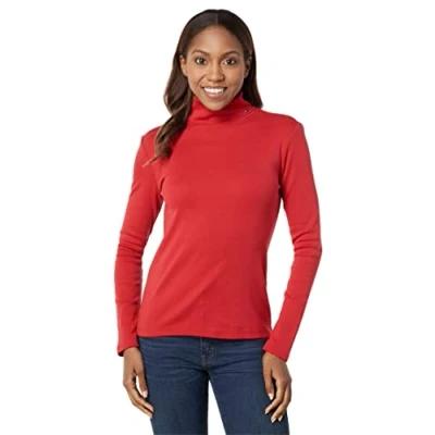 Immagine di Tommy Hilfiger Maglione a collo alto maniche lunghe da donna, Combinazione di peperoncino, Large