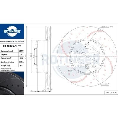 Immagine di ROTINGER Rotori disco freno (asse anteriore, Set di 2 pezzi) Con rivestimento anticorrosione, RT 20345 GL T5
