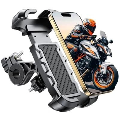 Immagine di Mohard Porta Cellulare Bici, Ultra Stabile &amp; Universale Moto, 360 Rotabile Supporto Telefono Compatibile con iPhone 15 PRO Max/14/13, Galaxy S24+ e Cellulari da 4.7 6.8&quot;