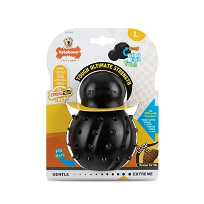 Immagine di Nylabone Max Strength Giocattolo da masticare per cani con cono in gomma, sapore di manzo, 0 a 23 kg