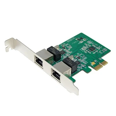 Immagine di Computer District Scheda di rete controllo PCI Express (PCIe PCIE) 2 porte RJ45 Gigabit Ethernet 10/100/1000Mbps Chipset Realtek RTL8111 equerres Low e High Profile By