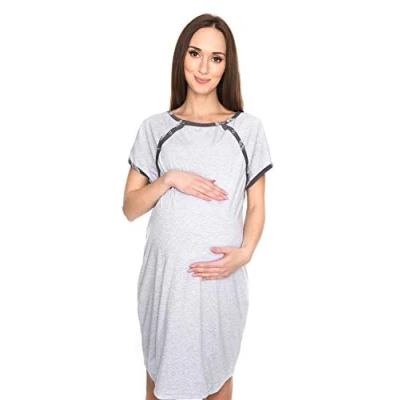 Immagine di MijaCulture Camicia da Notte 3 in1 Cotone Premaman/Allattamento/per Parto Ospedale 4123 (IT44 / M, Melange)