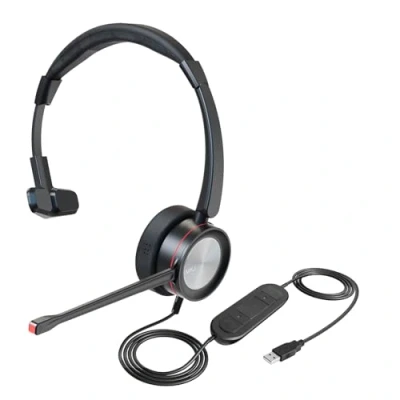 Immagine di MKJ Cuffie USB con microfono per computer Stereo PC Call Center VoIP Headset Business Softphone Skype Microsoft Teams Cisco Jabber Zoom RingCentral Webex 3CX