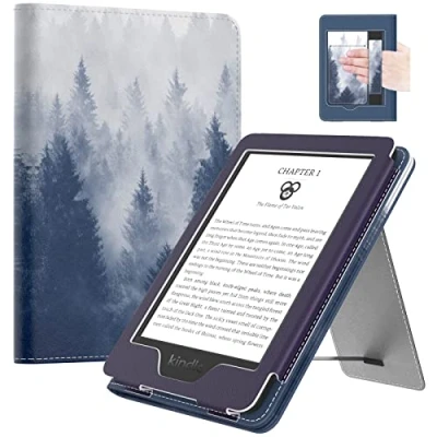 Immagine di MoKo Custodia Compatibile con 6&quot; Kindle 11th Gen 2024/2022/10th 2019/8th 2016, Schermo da,Magnete Riattivazione e Standby, Supporto Verticale Cinturino per Presa a Mano, Foresta Grigia