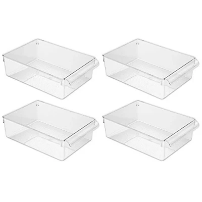 Immagine di iDesign Linus Organizer Cucina Multiuso, Grande Contenitore In Plastica Con Maniglie, Set Da 4 Box Cucina, Trasparente