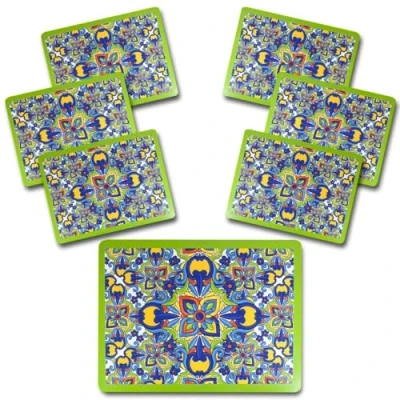 Immagine di ARCA, Set di 6 Tovagliette Rettangolari in MDF, per Persone, con Base Sughero, Ideali la Tavola, Resistenti e Durature, Decorazione Lipari, 30x40 cm