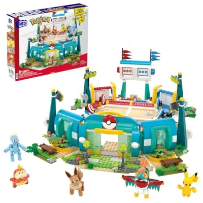 Immagine di MEGA Pokémon Palestra Adventure Builder, set Centro Allenamento da costruire con 1101 pezzi, include 5 personaggi snodati e un campo di lotta per i Pokémon, giocattolo bambini, 8+ anni, HWR82