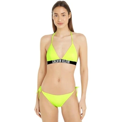 Immagine di Calvin Klein Slip Bikini Allacciatura Laterale Donna String Side Tie Sportivo, Verde (Citrust Burst), XL
