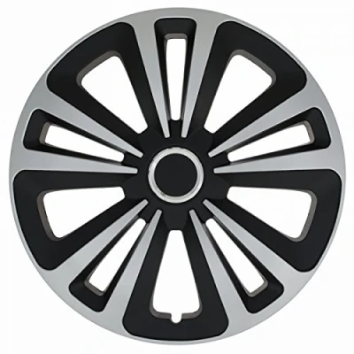 Immagine di Set di 4 copricerchi, copricerchi universali, colore nero e argento, dimensione 15 pollici, universali