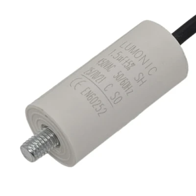 Immagine di Lumonic Condensatore di avviamento con Filo 25cm I 1,5µF 450V 26x55mm 1,5uF motore custodia in plastica eserc