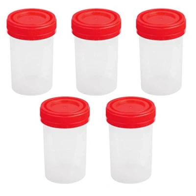 Immagine di 5x 60ml Plastica Laureato Misurino Campione Contenitore Sterile Con Coperchio