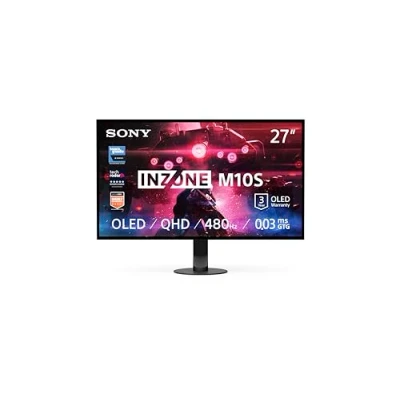Immagine di PC Gaming Monitor Sony INZONE M10S OLED QHD da 27&quot;: 1440p, 480 Hz, 0,03 ms GTG, DCI P3 98,5%, G Sync, Adaptive VRR, modello sviluppato con Fnatic, 1300 nit, DisplayPort 2.1 2 x HDMI PC, PS5