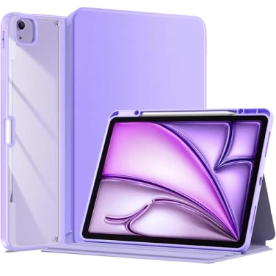 Immagine di ProCase Cover iPad Air 13 Pollici (M2) 2024 con Portapenna, Custodia 6 Generazione 13&quot; [Modello: A2898 A2899 A2900] Auto Svegliati/Sonno Viola