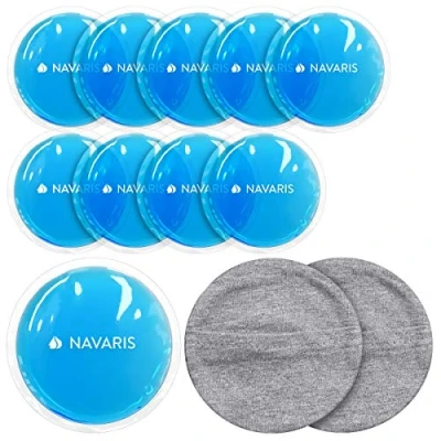 Immagine di Navaris Set 10x Cuscinetti Caldo Freddo Cuscinetto Gel Pad Hot Cold Ghiaccio Sintetico e Borsa Acqua Calda con 2x Sacchetto in Tessuto di Cotone