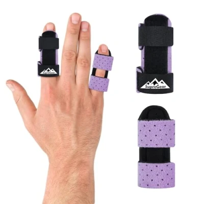 Immagine di supregear Dita a Stecca, Confezione da 2 Stecche Universali per Raddrizzare e Supportare Rotte Scatto Medio, Indice, Anulare, Mignolo, Viola Chiaro