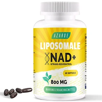 Immagine di Liposomiale NAD+ e Trans Resveratrolo Softgels da 800 mg, alternativa all&#039;NMN più efficiente dell&#039;NMN, assorbimento elevato, integratore effettivo (60 (Pack of 1))