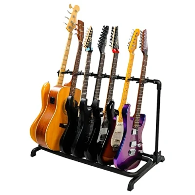 Immagine di GUITTO Multi Guitar Rack Stand Pieghevole Universale Display Portatile Supporto Chitarra per Band Stage Bass Acustica 7 Holder GGS 11