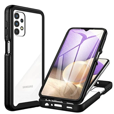 Immagine di CENHUFO Cover Samsung A32 5G, Custodia 5G Antiurto 360 Gradi con Protezione Schermo Integrata Rugged Trasparente Case Doppia Faccia Fronte Retro per Galaxy Nero