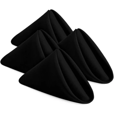 Immagine di KICHLY tovaglioli di stoffa confezione da 24, riutilizzabili morbidi e confortevoli ideali per eventi uso regolare a casa, Poliestere (Nero, 50 x cm)