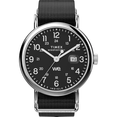 Immagine di Timex Unisex Weekender 40mm, Nero/Argento/Nero, moderno