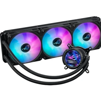 Immagine di ASUS ROG Strix LC III ARGB LCD All in One Raffreddamento ad acqua, display IPS da 5,3 cm, pompa Aseteks Gen 7 V 2, 3 ventole ARGB, 2200 giri/min, 3,92 mm H2O, 70,38 CFM, tecnologia 0dB