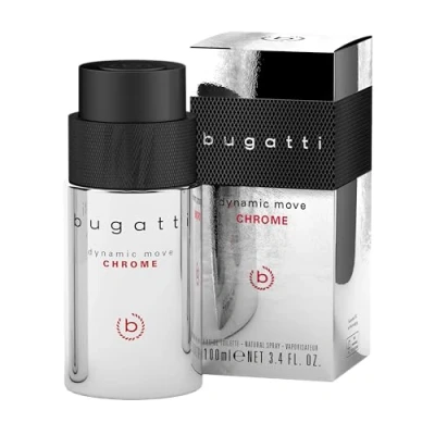 Immagine di bugatti Profumo da uomo Dynamic Chrome, 100 ml, orientale, Eau de Toilette I combinazione sensuale di legno cashmere, muschio e litchi, fruttato, fresco legnoso caldo