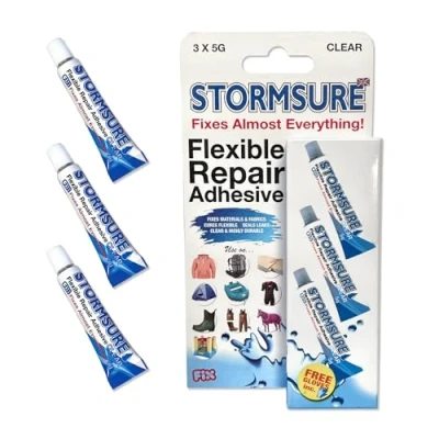 Immagine di Stormsure Adesivo flessibile per riparazioni (lingua tedesca): 3x5g Colla trasparente Ideale riparare stivali e trampolieri