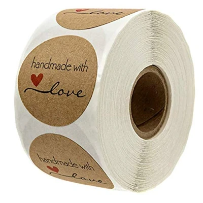 Immagine di Malayas Rotolo di adesivi in carta kraft fatti a mano, per regali, hobby creativi o progetti bricolage