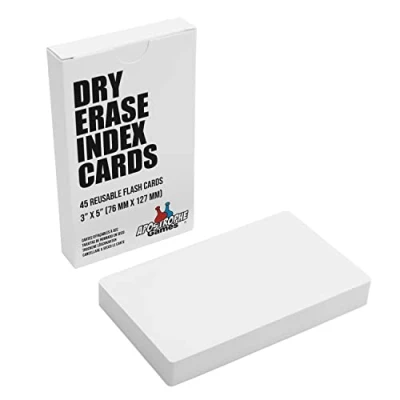 Immagine di Apostrophe Games carte per cancellare a secco 45pcs laminate bianco w/Tuck Box Riutilizzabile Dry Erase la scuola, fare liste e pratico indice fogli di carta 7.6 cm x 12.7