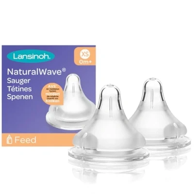 Immagine di Lansinoh NaturalWave Set di 2 tettarelle, misura XS flusso latte extra lento adatto per neonati a partire da 0 mesi