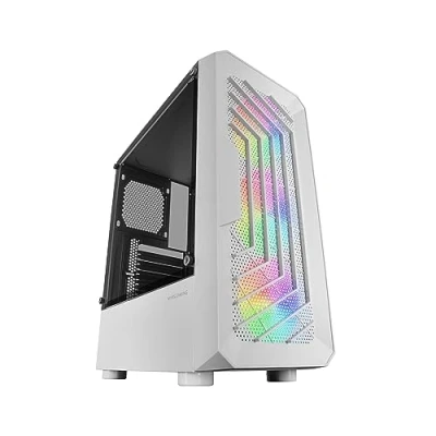 Immagine di Mars Gaming MC TOR, Case Semitower ATX Gaming, Finestra Laterale Completa, Design Mesh Frontale, 3x Ventole Frontale FRGB 120mm, a Doppia Camera, Bianco