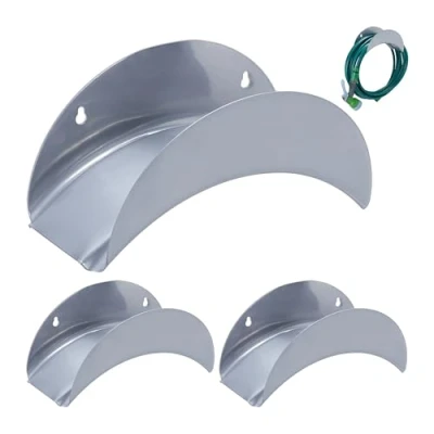 Immagine di Relaxdays Portatubo da Parete, Set 3 Supporti per Tubi Giardino Sostegni in Metallo Pompa Acqua, Ferro, Grigio, 30 m e 1/2&quot;