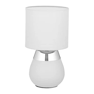 Immagine di relaxdays Lampada da Comodino con Funzione Touch Regolabile, Moderna, 3 Livelli, E14, HxD: 32,5 x 18 cm, Grigio Argento