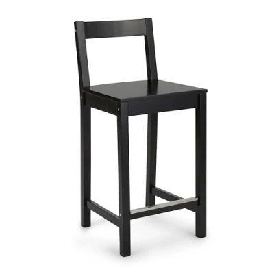 Immagine di Amazon Basics Sgabello da bar in legno con schienale, nero, 1 unità