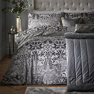 Immagine di Laurence Llewelyn Bowen Firenza Set Copripiumino Jacquard Letto King Size in Ardesia