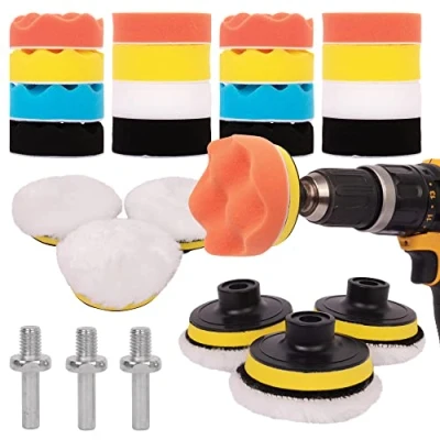 Immagine di GADLANE Kit Lucidatura Auto 25PCS Platorello per Trapano M10, Avvitatori a Batteria e Lucidatrici Fari (Livelli Assortiti di Morbidezza)