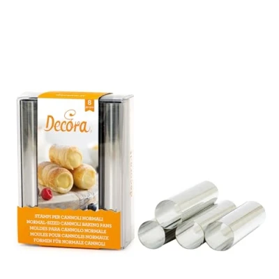 Immagine di DECORA, 0060210 Stampo per Cannoli Standard Ø 2 x 12 cm, In Acciaio Resistente e Anti Usura, Design Professionale, 8 Pezzi