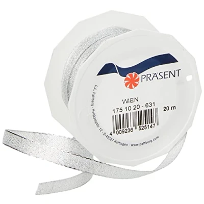 Immagine di PRÄSENT Nastro Regalo, Argento, 20 m 10 mm, unità